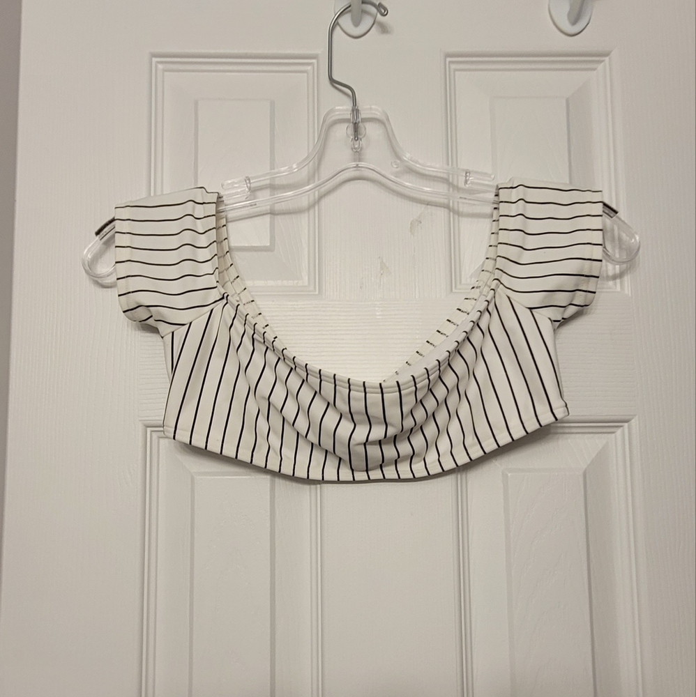 Design lab black and white striped crop top